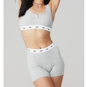 Alo Icon Ribbed Henley Bra & Boyshort (S)